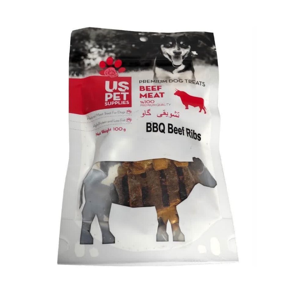 > تشویقی سگ دنده کبابی یو اس پت وزن 100 گرم